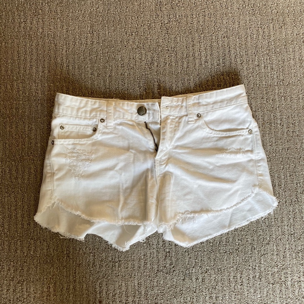 Free People white jean shorts